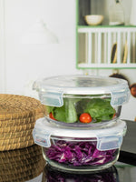 purefit Glass Round Container Set with Airtight Lid (Set of 2pcs)