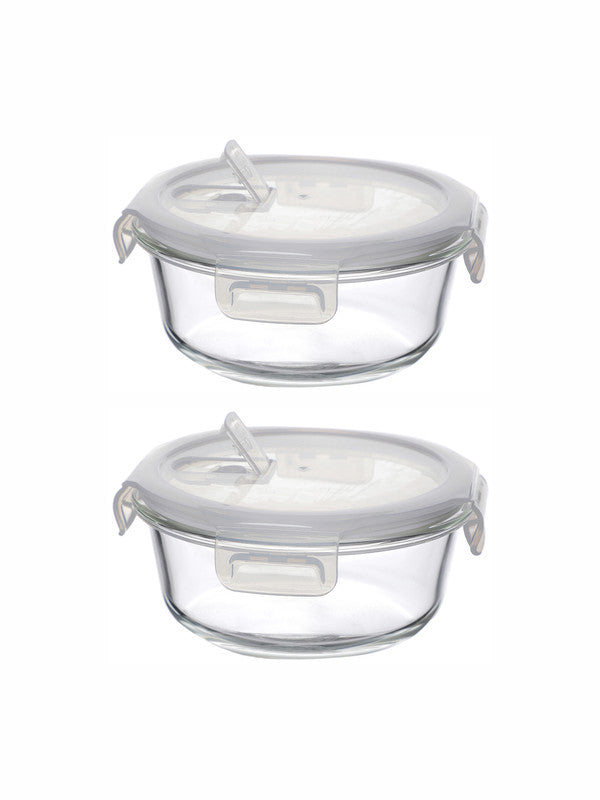 purefit Glass Round Container Set with Airtight Lid (Set of 2pcs)