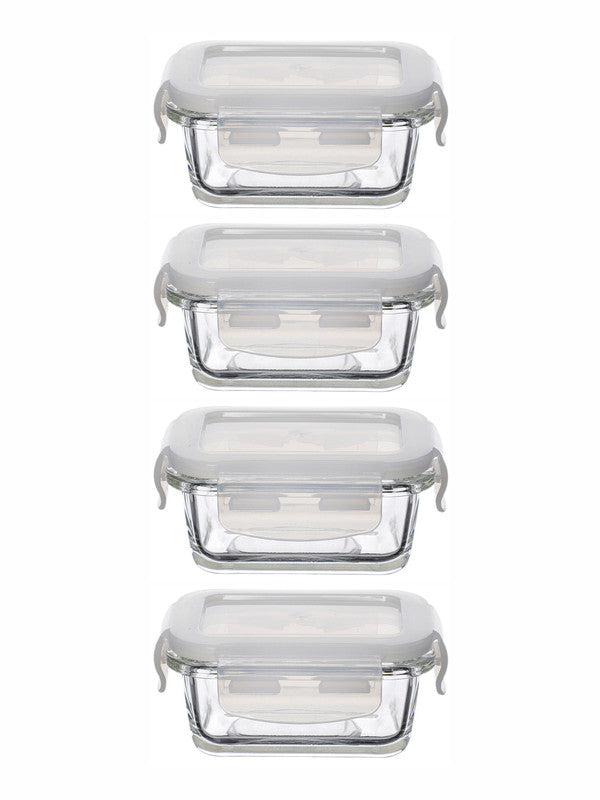 Purefit Glass Rectangle Container Set with Airtight Lid (Set of 4pcs)