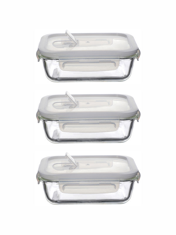 Purefit Glass Rectangle Container Set with Airtight Lid (Set of 3pcs)