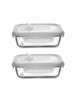 Purefit Glass Rectangle Container Set with Airtight Lid (Set of 2pcs)