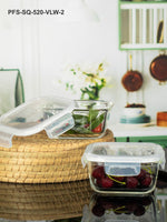 Purefit Glass Square Container Set with Airtight Lid (Set of 2pcs)