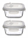 Purefit Glass Square Container Set with Airtight Lid (Set of 2pcs)