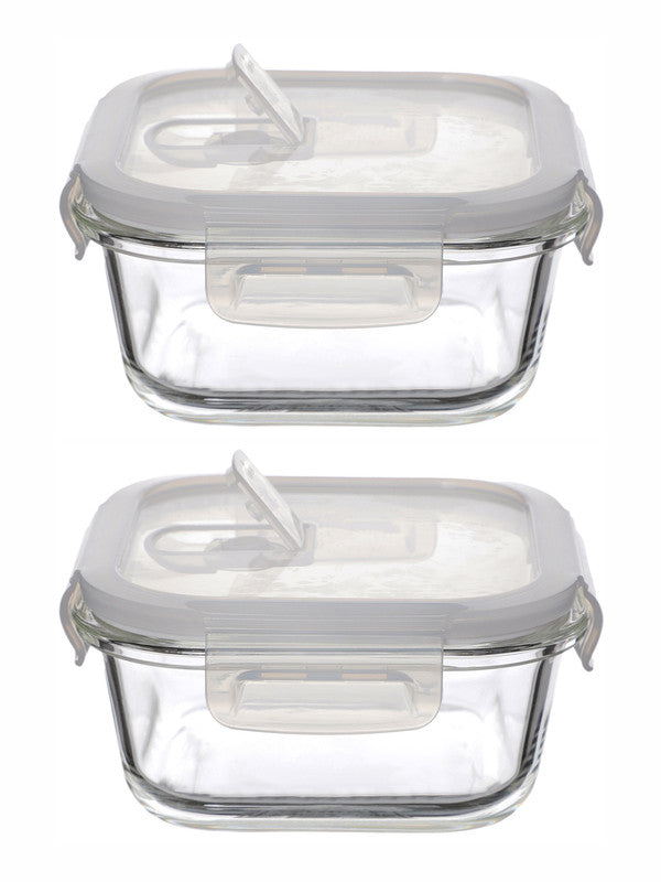 Purefit Glass Square Container Set with Airtight Lid (Set of 2pcs)