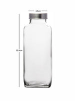 Goodhomes Glass Water Square Bottle with Lid (Set of 4 pcs)