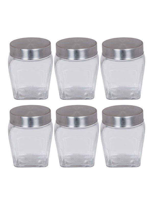 Goodhomes Glass Storage Jar with Steel Lid (Set of 6pcs)