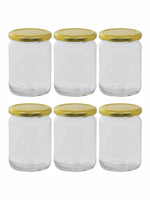 Goodhomes Glass Storage Jar with Gold Metal Lid (Set of 6pcs)