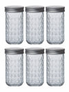 Goodhomes Glass Storage Jar with Silver Metal Lid (Set of 6pcs)