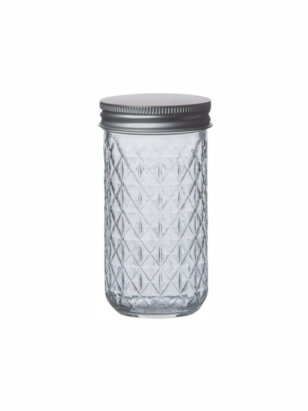 Goodhomes Glass Storage Jar with Silver Metal Lid (Set of 6pcs)