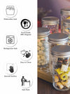 Goodhomes Glass Storage Jar with Silver Metal Lid (Set of 6pcs)