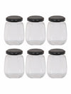 Goodhomes Glass Storage Jar with Black Metal Lid (Set of 6pcs)