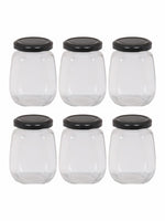 Goodhomes Glass Storage Jar with Black Metal Lid (Set of 6pcs)