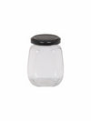 Goodhomes Glass Storage Jar with Black Metal Lid (Set of 6pcs)