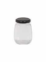 Goodhomes Glass Storage Jar with Black Metal Lid (Set of 6pcs)