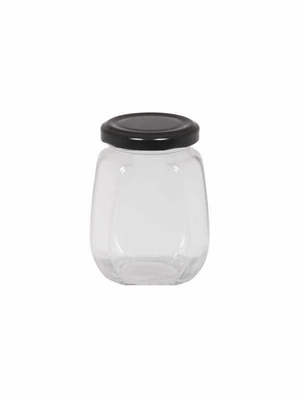 Goodhomes Glass Storage Jar with Black Metal Lid (Set of 6pcs)