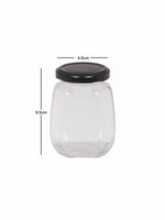 Goodhomes Glass Storage Jar with Black Metal Lid (Set of 6pcs)