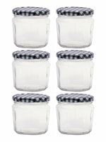 Goodhomes Glass Storage Jar with Black checkered Lid(Set of 6 Pcs.)