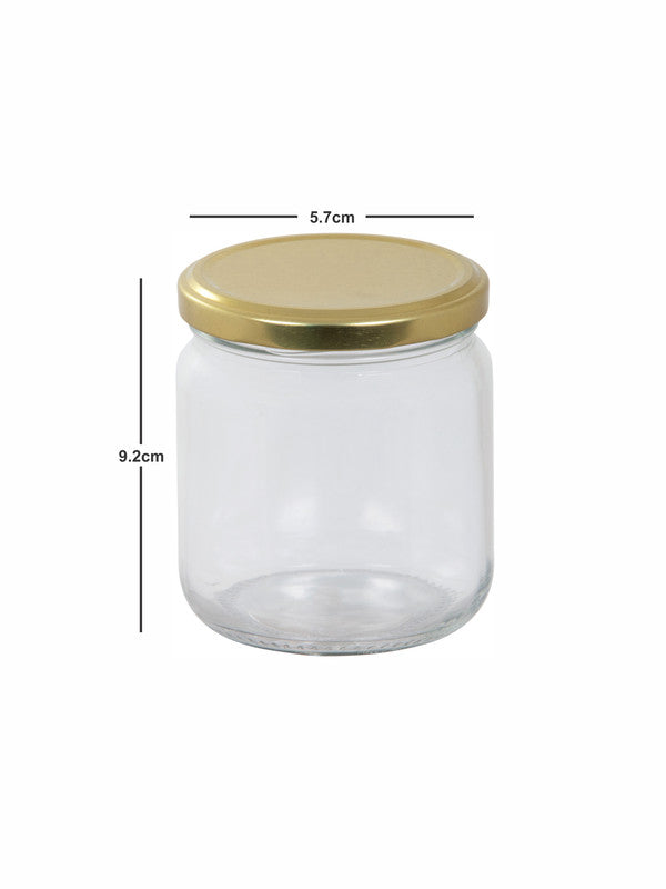 Goodhomes Glass Storage Jar with Gold Metal Lid (Set of 6pc)