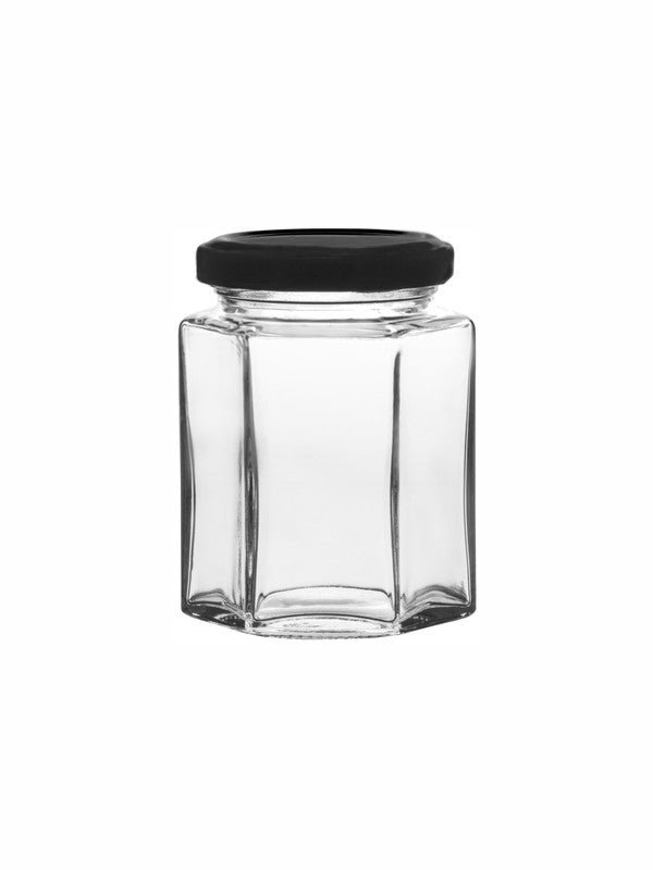 Goodhomes Glass Storage Jar with Black Lid(Set of 6 Pcs.)