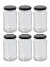 Goodhomes Glass Storage Jar with Black Metal Lid (Set of 6pcs)