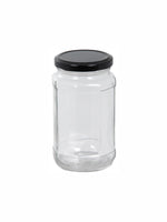 Goodhomes Glass Storage Jar with Black Metal Lid (Set of 6pcs)