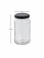 Goodhomes Glass Storage Jar with Black Metal Lid (Set of 6pcs)