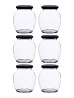 Goodhomes Glass Storage Small Jar with Black Lid(Set of 6 Pcs.)