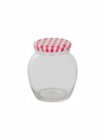 Goodhomes Glass Storage Jar with Red Checks Metal Lid (Set of 6pcs)