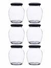Goodhomes Glass Storage Big Jar with Black Lid(Set of 6 Pcs.)