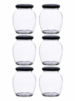 Goodhomes Glass Storage Big Jar with Black Lid(Set of 6 Pcs.)