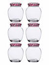 Goodhomes Glass Storage Big Jar with Red Checkered Lid(Set of 6 Pcs.)