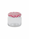 Goodhomes Glass Storage Jar with Red Checks Metal Lid (Set of 6pcs)