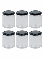 Goodhomes Glass Storage Jar with Black Metal Lid (Set of 6pcs)