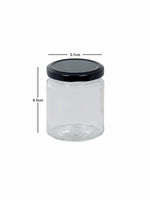 Goodhomes Glass Storage Jar with Black Metal Lid (Set of 6pcs)