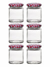 Goodhomes Glass Storage Jar with Red checkered Lid(Set of 6 Pcs.)