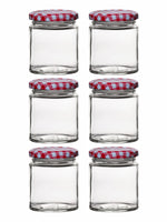 Goodhomes Glass Storage Jar with Red checkered Lid(Set of 6 Pcs.)