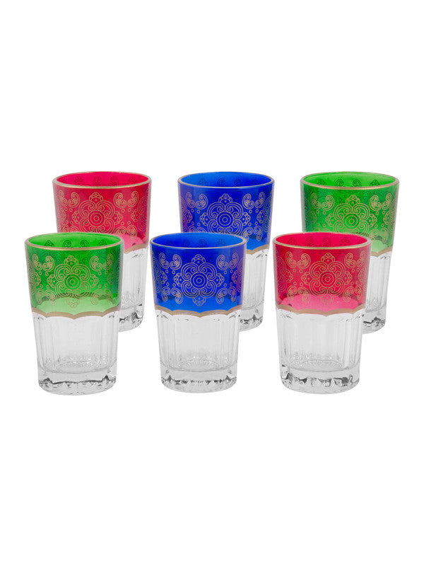 Glass Tumbler Set in Multi Colours (Set of 6 pcs)