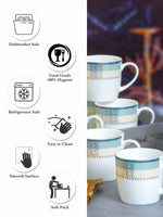 Sonaki Bone China Coffee/Tea Mugs with Gold Print (Set of 6pcs)