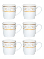 Sonaki Bone China Coffee/Tea Mugs with Gold Print (Set of 6pcs)