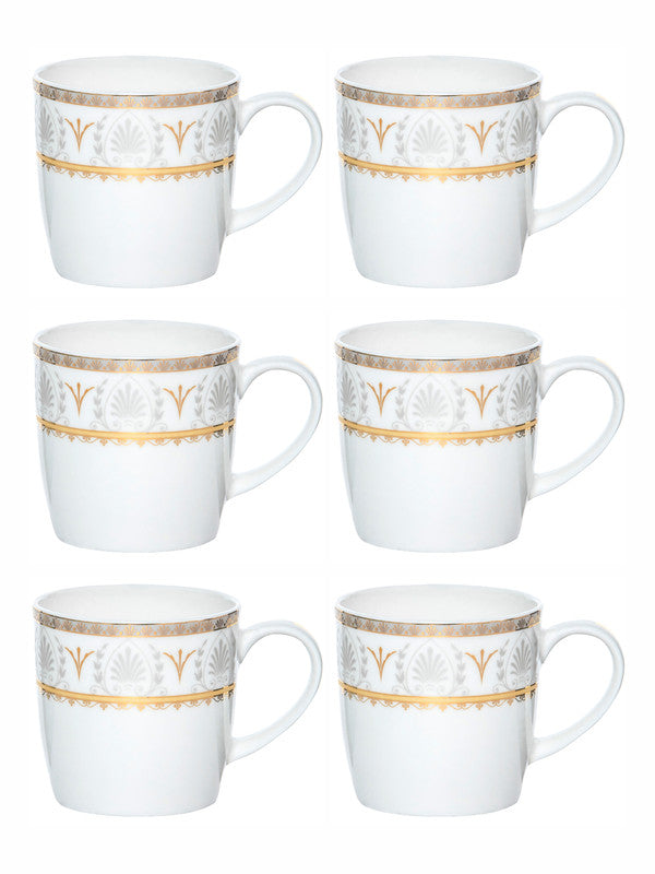 Sonaki Bone China Coffee/Tea Mugs with Gold Print (Set of 6pcs)