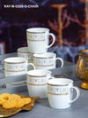 Sonaki Bone China Coffee/Tea Mugs with Gold Print (Set of 6pcs)