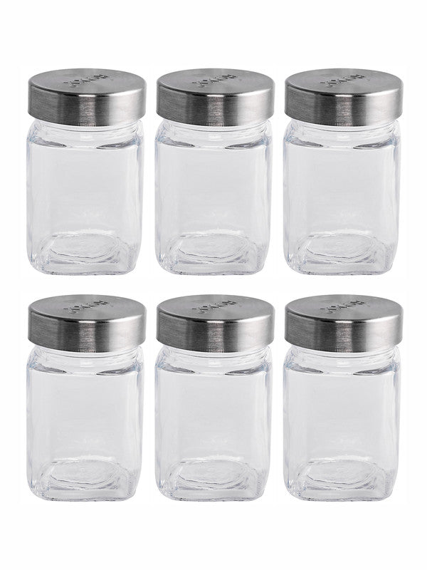 Glass Storage Square Jar (Set of 6pcs)