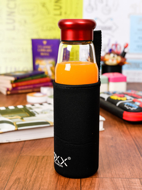 Glass Juice Bottle with Color Grip ROXX-1754-BLACK