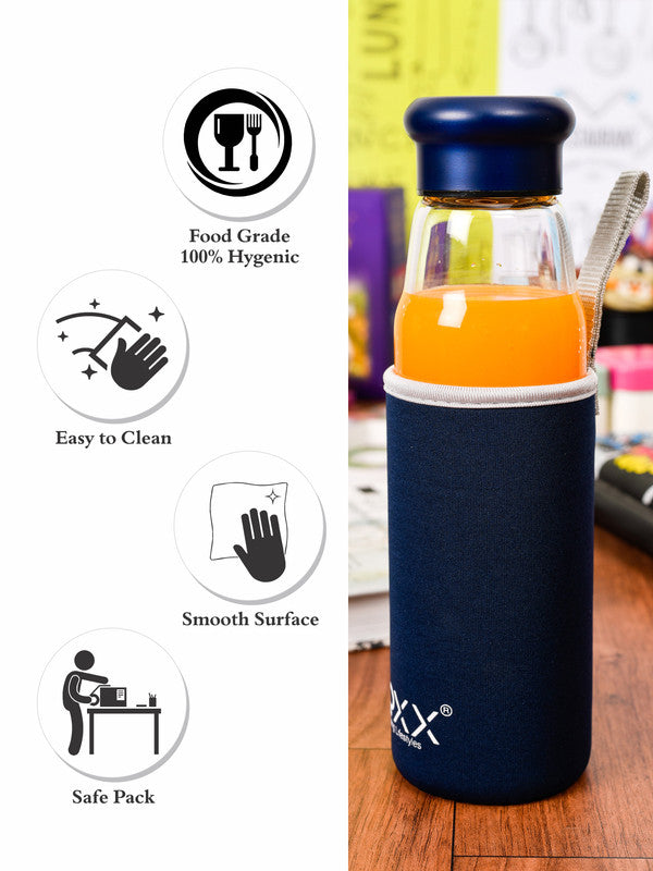 Glass Juice Bottle with Color Grip ROXX-1754-BLUE