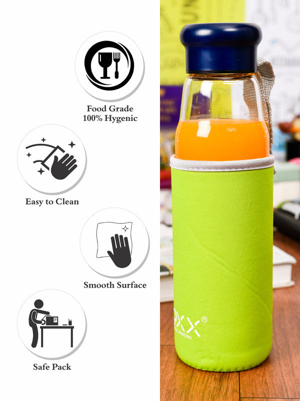 Glass Juice Bottle with Color Grip ROXX-1754-GREEN