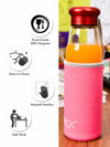 Glass Juice Bottle with Color Grip ROXX-1754-PINK