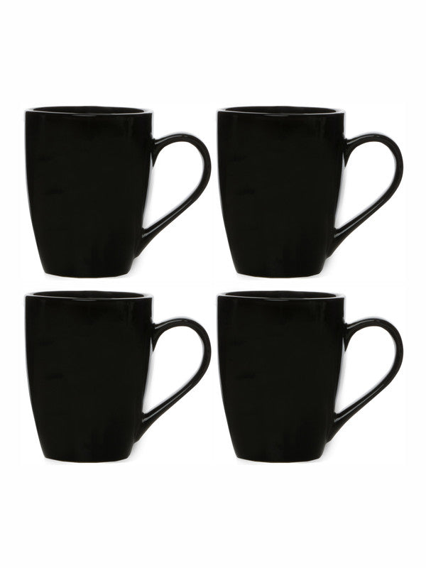 Roxx Black Ceramic Coffee Mug (Set of 4pcs)
