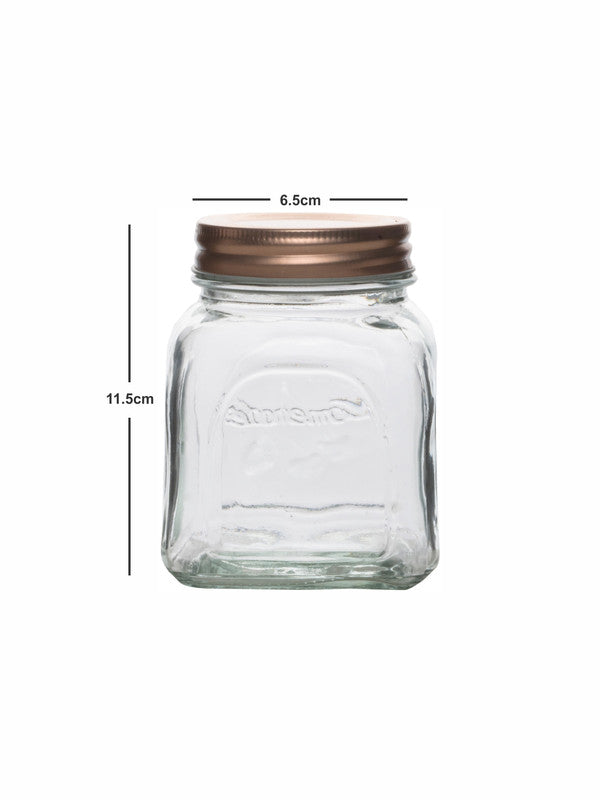 Roxx Glass Harmony Square Jar (Set of 4pcs)