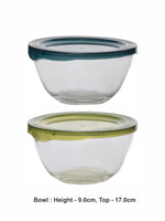 Roxx Glass Cuba Mixing Bowl with Color Lid (Set of 4pcs)