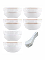 Porcelain Embossed Soup set with spoon (Set of 12pcs)